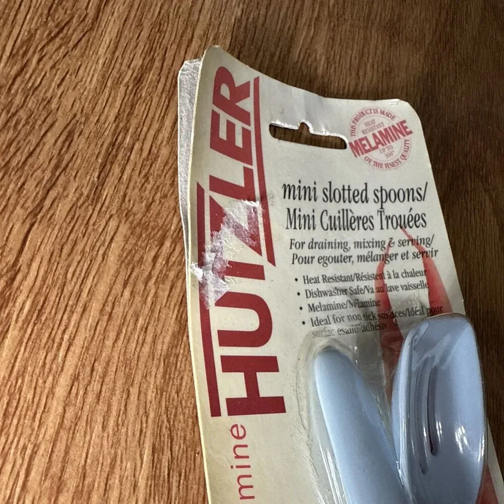 Vintage Melamine Hutzler Mini Small Slotted Spoons Set Of 2 1997 Blue
